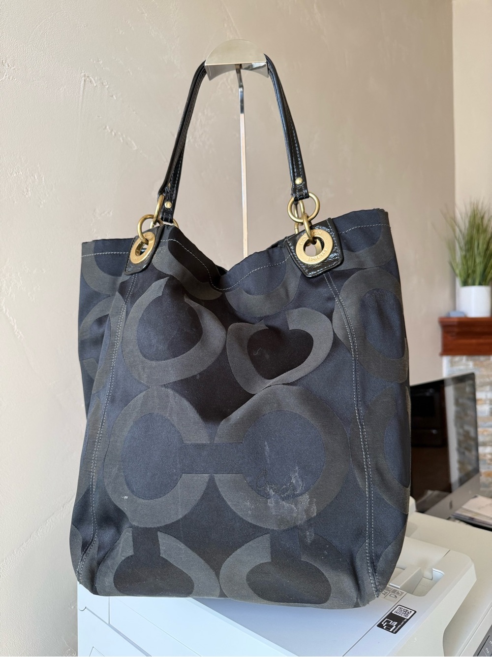 Coach Madison Op Art Black Ex-Large Tote #13001 - Picture 4 of 11